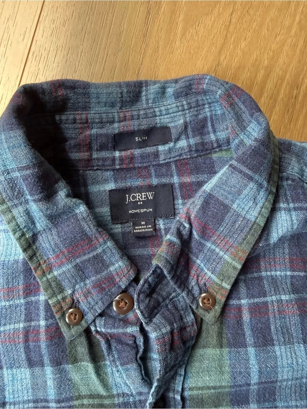 J. Crew Blue and Green Plaid Long-Sleeve Button-Down Shirt 100% cotton